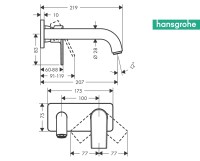 MEDIDAS MONOMANDO LAVABO MURAL VERNIS SHAPE HANSGROHE